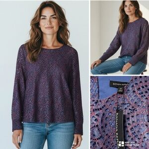 Banana Republic NWT blue lace blouse with red Embroidery